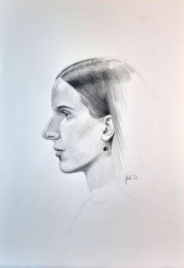 Zeichnungen mit dem Titel "Porträt eines Mädch…" von Arne Groh, Original-Kunstwerk, Bleistift