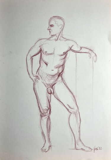 Dessin intitulée "männlicher stehende…" par Arne Groh, Œuvre d'art originale, Crayon