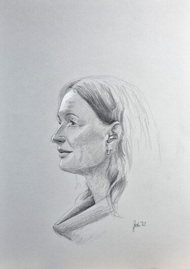 Рисунок под названием "Porträt einer attra…" - Arne Groh, Подлинное произведение искусства, Карандаш