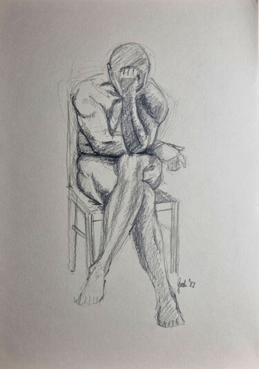 Dessin intitulée "Reue" par Arne Groh, Œuvre d'art originale, Crayon