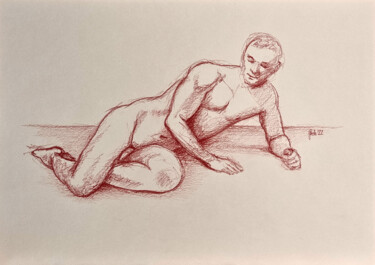 Dessin intitulée "liegender männliche…" par Arne Groh, Œuvre d'art originale, Pastel
