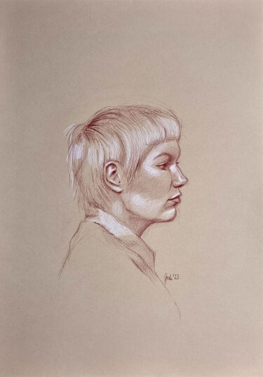 Drawing titled "Porträt einer attra…" by Arne Groh, Original Artwork, Pencil