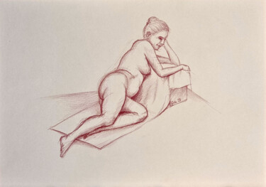 Zeichnungen mit dem Titel "Liegende Nackte IV" von Arne Groh, Original-Kunstwerk, Bleistift