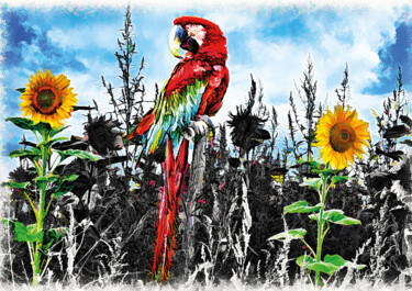 Digitale Kunst getiteld "Papagei" door Arne Vierlinger, Origineel Kunstwerk, Acryl