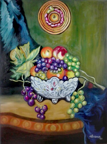 Painting titled "Exposición frutal" by Arney Cardenas, Original Artwork, Oil