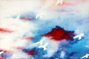 Schilderij getiteld "Nuage" door Arno Sebban, Origineel Kunstwerk, Pastel