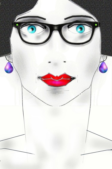 Digitale Kunst mit dem Titel "woman with glasses" von Arno Signarowski, Original-Kunstwerk, Digitale Malerei