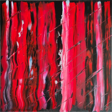 Painting titled "Rouge100" by Arnaud Gabriel Manette, Original Artwork, Acrylic Mounted on Wood Stretcher frame