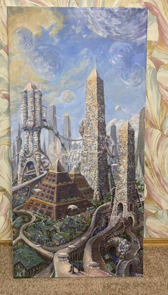 Pittura intitolato "City of Atlantis" da Arnol D Medici, Opera d'arte originale, Acrilico