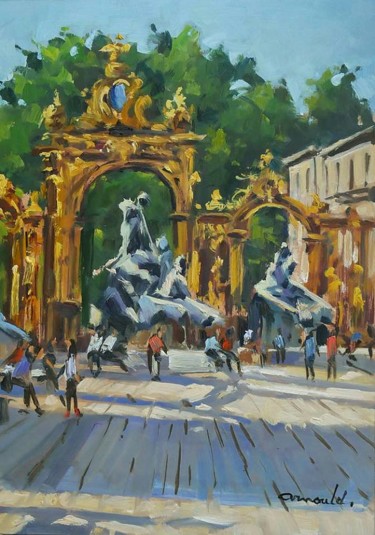 Painting titled "Fontaine de Neptune…" by Christian Arnould, Original Artwork, Oil