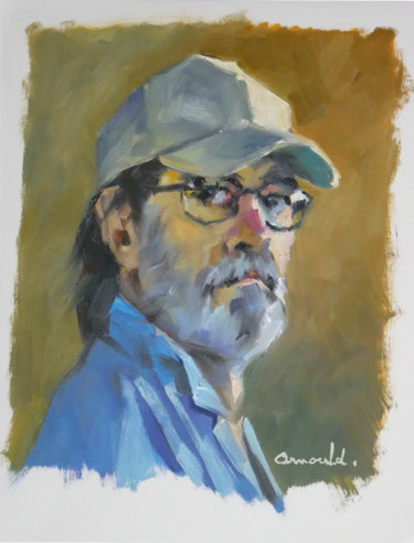 Malerei mit dem Titel "Self portrait" von Christian Arnould, Original-Kunstwerk, Öl