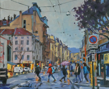 Painting titled "Rue Saint Dizier au…" by Christian Arnould, Original Artwork, Oil