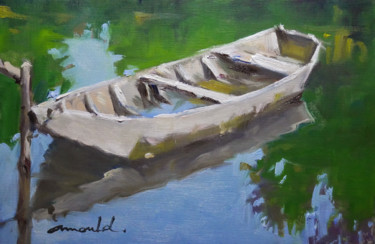 Painting titled "Barque 2 (huile sur…" by Christian Arnould, Original Artwork, Oil
