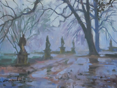 Painting titled "Brouillard dans un…" by Christian Arnould, Original Artwork, Oil