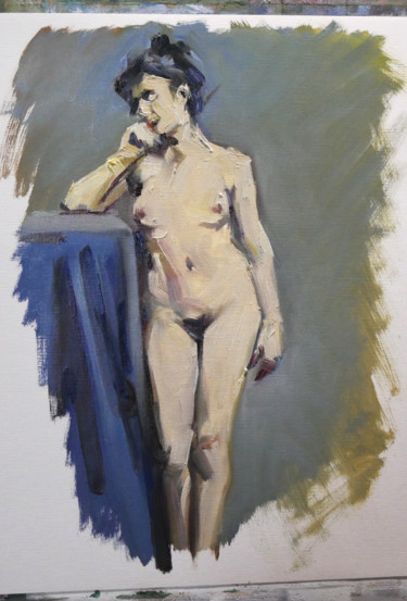 Peinture intitulée "Petit nu du matin (…" par Christian Arnould, Œuvre d'art originale, Huile
