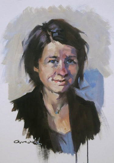 Painting titled "Portrait du matin (…" by Christian Arnould, Original Artwork, Oil