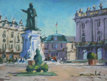 Painting titled "Pochade place Stan 3" by Christian Arnould, Original Artwork, Oil