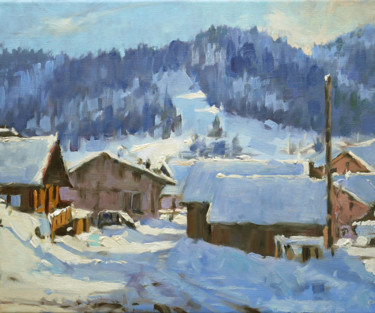 Painting titled "Petit neige (huile…" by Christian Arnould, Original Artwork, Oil