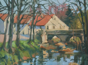 Peinture intitulée "Pochade Villacourt" par Christian Arnould, Œuvre d'art originale, Huile