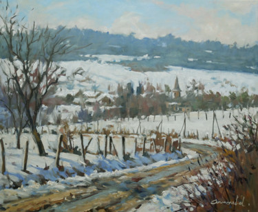 Malerei mit dem Titel "Neige à Gugney (hui…" von Christian Arnould, Original-Kunstwerk