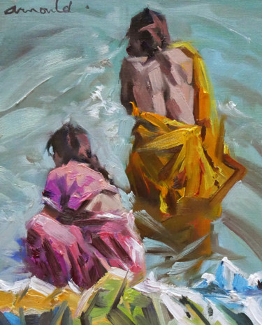 Painting titled "Ablutions (huile su…" by Christian Arnould, Original Artwork, Oil