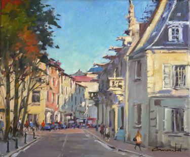 Painting titled "Grande rue à Nancy…" by Christian Arnould, Original Artwork, Oil