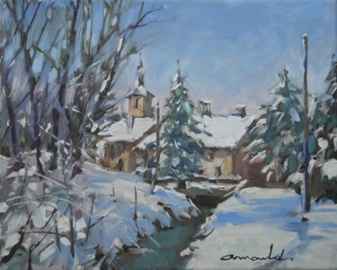 Painting titled "Démo neige filmée (…" by Christian Arnould, Original Artwork, Oil