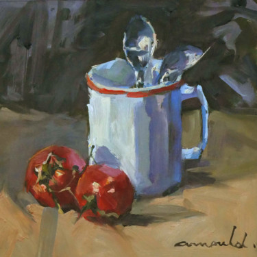 Painting titled "Nature morte d'un m…" by Christian Arnould, Original Artwork, Oil