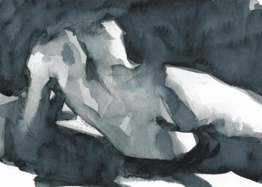 Peinture intitulée "Payne's Gray (24 x…" par Christian Arnould, Œuvre d'art originale, Aquarelle