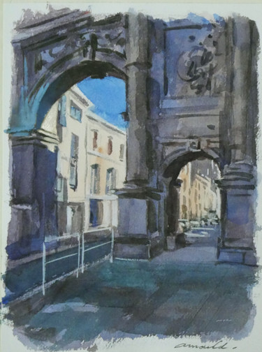 Malerei mit dem Titel "Porte Désilles  à N…" von Christian Arnould, Original-Kunstwerk, Aquarell