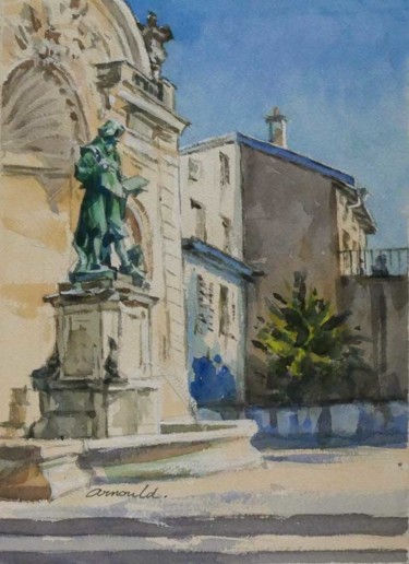 Peinture intitulée "Place Vaudémont à N…" par Christian Arnould, Œuvre d'art originale, Aquarelle