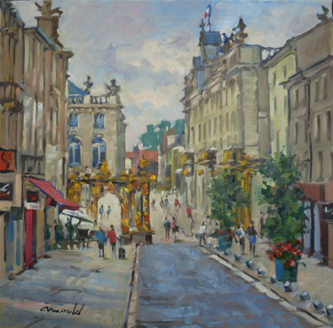 Peinture intitulée "Rue Gambetta à Nancy" par Christian Arnould, Œuvre d'art originale, Huile