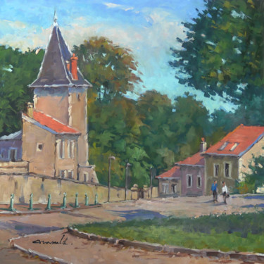 Painting titled "Chateau à Ludres" by Christian Arnould, Original Artwork, Oil