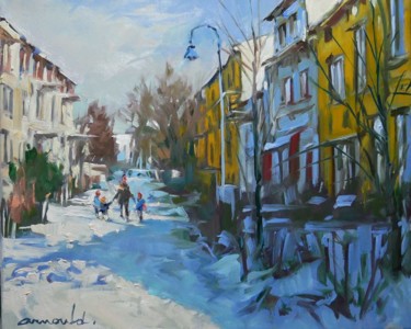 Pittura intitolato "Jour de neige (huil…" da Christian Arnould, Opera d'arte originale, Olio