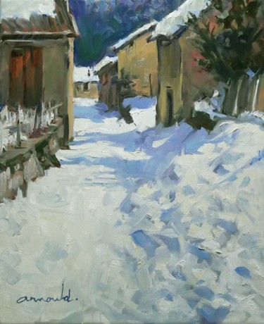 Peinture intitulée "Nostalgie de neige…" par Christian Arnould, Œuvre d'art originale, Huile