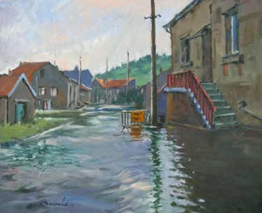Pintura intitulada "Innondation (huile…" por Christian Arnould, Obras de arte originais, Óleo