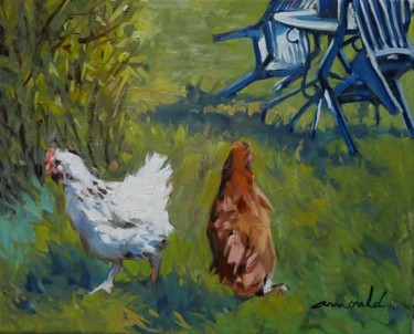 "Les poules de Franç…" başlıklı Tablo Christian Arnould tarafından, Orijinal sanat, Petrol