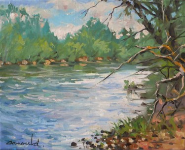 Painting titled "Mon amie la Moselle…" by Christian Arnould, Original Artwork, Oil