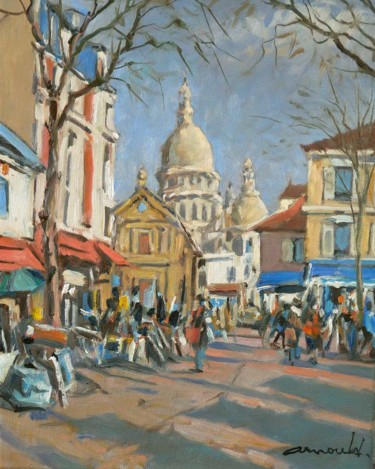 Peinture intitulée "Montmartre d'après…" par Christian Arnould, Œuvre d'art originale, Huile