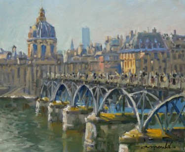 Painting titled "Le pont des Arts Hu…" by Christian Arnould, Original Artwork, Oil