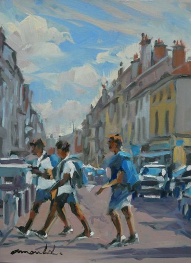 Painting titled "Rue Saint Dizier à…" by Christian Arnould, Original Artwork, Oil