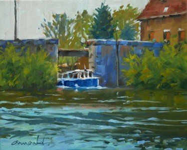 Painting titled "Canal en Dordogne (…" by Christian Arnould, Original Artwork, Oil
