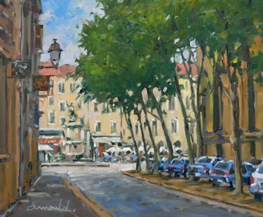 Painting titled "A Nancy place Saint…" by Christian Arnould, Original Artwork, Oil