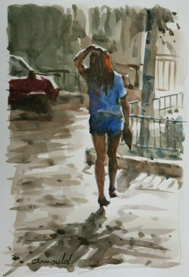 Peinture intitulée "Jour de pluie - (Aq…" par Christian Arnould, Œuvre d'art originale, Aquarelle