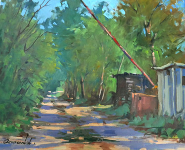 Painting titled "Un chemin à Tonnoy…" by Christian Arnould, Original Artwork, Oil