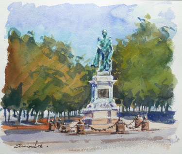 Painting titled "Place Carnot à Nancy" by Christian Arnould, Original Artwork, Watercolor