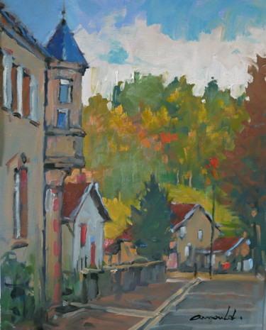 Painting titled "Village de Saint Qu…" by Christian Arnould, Original Artwork, Oil