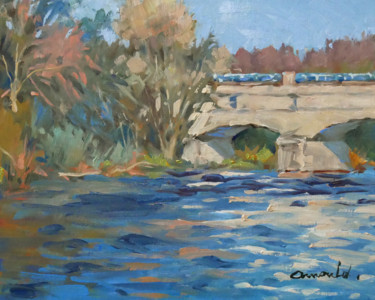 Painting titled "Le pont canal à Fla…" by Christian Arnould, Original Artwork, Oil