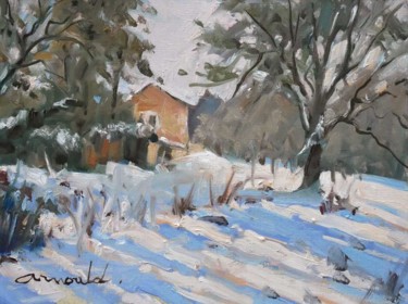 Painting titled "Pochade de neige (h…" by Christian Arnould, Original Artwork, Oil
