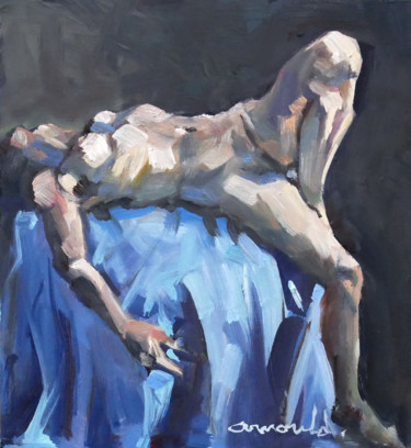 Petit nu (huile sur bois 24 x 24) Peinture intitulée "Petit nu (huile sur…" par Christian Arnould, Œuvre d'art originale, Huile
